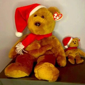 TY Beanie Buddy “1997 Holiday Teddy”. With matching jingle beanie with hang tags